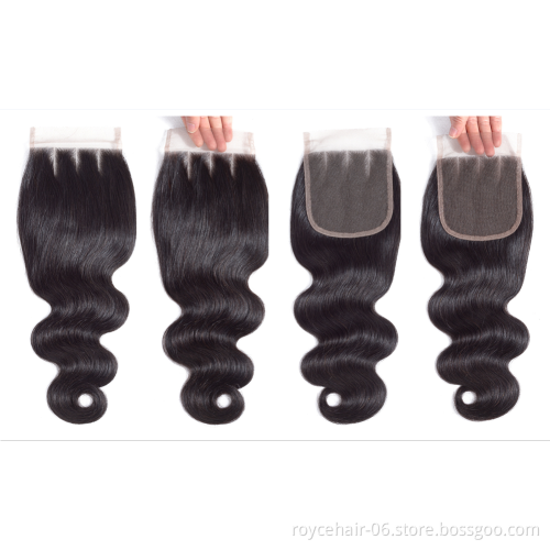 10A Grade 100% Peruvian Virgin Human Hair Body Wave Free Three Parting Transparent HD Thin Lace Front Closure